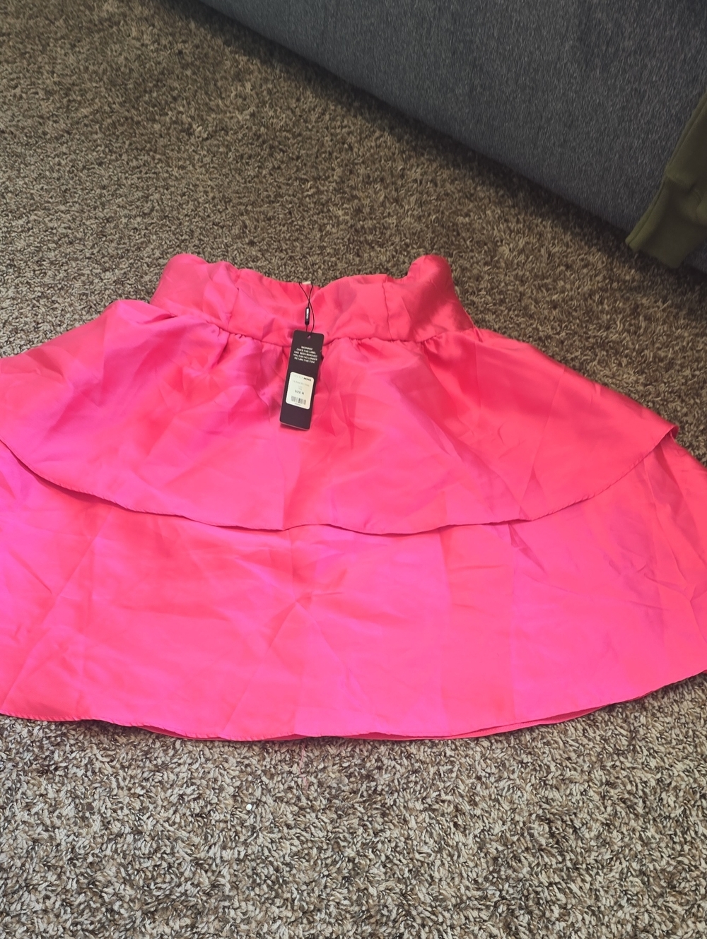 Fashion Nova Hot Pink Tiered Skater Skirt
